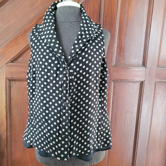 Jones New York Collection Woman Black Polka Dot Sleeveless Button-Up Blouse 14W - Picture 1 of 5